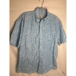 Roper Mens L Short Sleeve Blue Paisley Button Shirt Western Cowboy